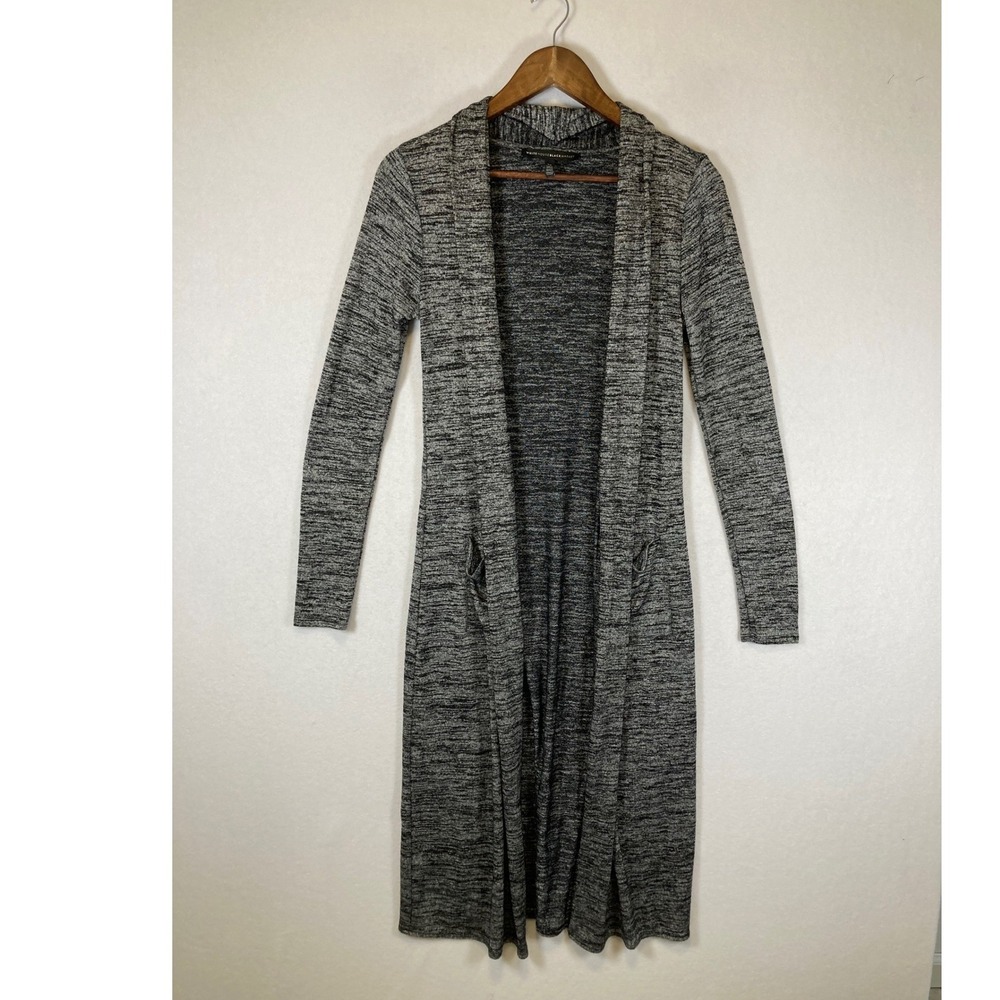 Dark Academia White House Black Market Women XS Gray Space Dye Duster Cardigan